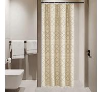 Siiluminisoy Small Stall Boho Shower Curtain Cream/Beige Tassle Woven Fabric Shower Curtain 36 x 72 Half Size Tufted Chevron Striped Textured Modern Farmhouse Minimalist Cloth for Bathroom