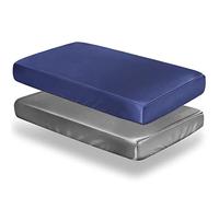 SiinvdaBZX 2 Pcs Satin Mini Crib Sheets 38 x 24In, Silky Soft Mini Portable Crib Sheets Mattress Cover Portable Playard Sheets with 5In Deep Pocket, Great for Baby Hair (Grey & Navy)