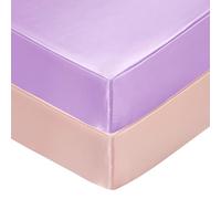 SiinvdaBZX 2 Pcs Satin Mini Crib Sheets 38 x 24In, Silky Soft Mini Portable Crib Sheets Mattress Cover Portable Playard Sheets with 5In Deep Pocket, Great for Baby Hair (Pink & Lavender)