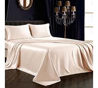 SiinvdaBZX 4Pcs Satin Sheet Set Full Size Ultra Silky Soft Blush Satin Full Bed Sheets with Deep Pocket, 1 Fitted Sheet, 1 Flat Sheet, 2 Envelope Closure Pillowcases