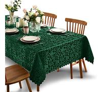 SiinvdaBZX Damask Rectangle Tablecloth, Luxury Jacquard Design Green Table Cloth 60" x 84", Spill Proof, Wrinkle Free Satin Polyester Table Cover for Dinner Party Banquet Holiday
