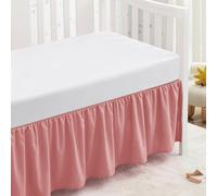 SiinvdaBZX Pink Crib Skirt Dust Ruffle, Microfiber Crib Bed Skirt 52"x28" with 14" Drop, Durable Full Coverage Toddler Bedskirt Fit for Baby Boys Girls Nursery Standard Crib