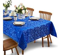 SiinvdaBZX Royal Blue Orange Damask Rectangle Tablecloth, 60" x 102", 1 Pcs | Luxury Jacquard Design Table Cloth, Wrinkle Free Satin Polyester Table Cover for Dinner Party Banquet Holiday