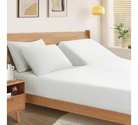 SiinvdaBZX Split Top King Fitted Sheet for Adjustable Bed, Ultra-Soft Microfiber 34 Inch Top Split Head Sheets Half Split King Bottom Sheet, Fits 14" -16" Deep Pocket, White