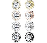 SIISPRI 4 Pairs Magnetic Stud Earrings for Men-Stainless Steel Clip on Earring Set Fake Earring Unisex Non Piercing CZ Magnet Studs Diamond Earrings for Women Men, 8 mm