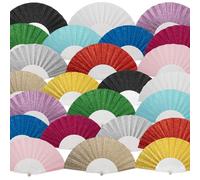 SiissaPeksid 24 Pack Handheld Fan,Folding Hand Glitter fan with Shining Transparent Fan Rib - Ideal for Wedding, Church, Festival, Dance, Tea Party, Club, and EDM Accessories, Mixed
