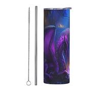 Siiuuol Purple Dragon Art Tumbler 20 Oz Coffee Cup with Lid and Straw Stainless Steel Mug Insulated Tumbler Travel Mug Home Office Gifts