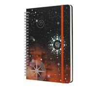 SIIXU A5 Spiral Journal Notebook - Hardcover Lined for Work, School, Journals for Writing with 160 Pages & Elastic Band, Starry Sky Cover