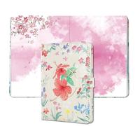 siixu Colorful Pocket Notebook A6 - Floral Theme with Unique Flower Illustrations, Vegan Leather, Small Size for Women, Ideal for Journaling, Notes, and Travel, Red