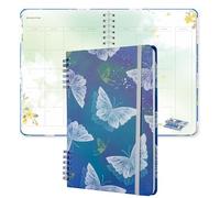 SIIXU Colorful Weekly Planner without Dates, Floral Theme for Women, A5 Small Size with Colorful Aesthetic Pages, Work Organization Notebook , Butterfly, Blue