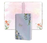siixu Floral Spiral Notebook - A5 College Ruled Journal with 160 Colorful Pages for Poetry, Work Notes & Daily Writing, Blue, Hardcover