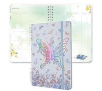 SIIXU Floral Undated Daily Planner - A5 Notebook for Work & School with Pretty Flower Pages, Aesthetic Organizer Journal , Butterfly