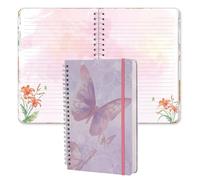 siixu Unique Floral Spiral Notebook - A5 Hardcover 160 Pages with Beautiful Art Pages, College Ruled for Memo Writing, Daily Poetry Journal, Junk Journal & School Supplies, Purple