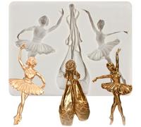 Sijiangmold Ballet Dancer Silicone Moulds Ballet Shoes Fondant Mould for Cake Decoration Chocolate Cupcake Topper Candy Polymer Clay Gum Paste