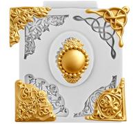 Sijiangmold Baroque Corner Silicone Moulds Curlicues Relief Scroll Fondant Mould for Cake Decoration Chocolate Cupcake Topper Candy Polymer Clay Gum Paste