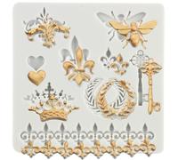 Sijiangmold Baroque Fondant Mould Bee Crown Key Lace Silicone Moulds