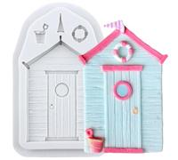 Sijiangmold Beach Hut Summer Silicone Moulds Summer Beach Theme Fondant Mould for Cake Decoration Chocolate Cupcake Topper Candy Polymer Clay Gum Paste