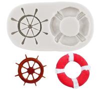 Sijiangmold Boat Rudder Fondant Mould Lifebuoy Silicone Moulds for Beach Ocean Series Cake Decoration Chocolate Cupcake Topper Candy Polymer Clay Gum Paste