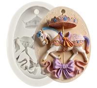 Sijiangmold Carousel Horse Silicone Mould Merry Go Round Fondant Moulds | Cake Decoration Chocolate Cupcake Topper Candy Polymer Clay Gum Paste