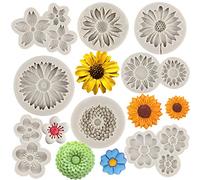 Sijiangmold Chrysanthemum Flower Silicone Molds Sunflower Fondant Molds Cherry Blossoms Plum Blossoms Mold Small Flower Candy Mold For Cake Decorating Cupcake Topper Candy Chocolate Gum Paste Set Of 8