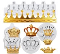 Sijiangmold Crown Fondant Mould Crown Silicone Moulds for Cake Decoration Chocolate Cupcake Topper Candy Polymer Clay Gum Paste Set of 4