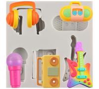 Sijiangmold Disco Fever Silicone Moulds Boombox Radio Guitar Fondant Mould
