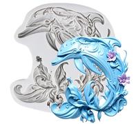 Sijiangmold Dolphin Silicone Fondant Mould Dolphin Chocolate Candy Moulds for Cake Decoration Cupcake Topper Gum Paste Polymer Clay