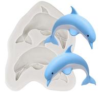 Sijiangmold Dolphin Silicone Fondant Moulds Dolphin Chocolate Candy Mould for Cake Decoration Cupcake Topper Polymer Clay Gum Paste