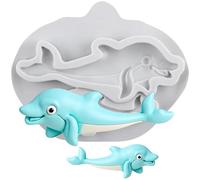 Sijiangmold Dolphin Silicone Mould Under The Sea Themed Fondant Moulds for Cake Decoration Chocolate Cupcake Topper Candy Polymer Clay Gum Paste
