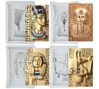 Sijiangmold Egyptian Silicone Moulds Pharaoh Sphinx Mummy Fondant Mould for Antique Egypt Cake Decoration Chocolate Cupcake Topper Candy Polymer Clay Gum Paste Set of 4