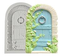 Sijiangmold Enchanted Vintage Fairy Garden Door Silicone Fondant Mould