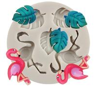 Sijiangmold Flamingo Tropical Leaf Silicone Mould Monstera Leaves Fondant Moulds for Cake Decoration Cupcake Topper Candy Chocolate Gum Paste Polymer Clay