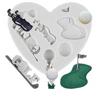 Sijiangmold Golf Silicone Moulds for Fondant Golf Balls Clubs Golf Courses Fondant Mould for Cake Decoration Chocolate Cupcake Topper Candy Polymer Clay Gum Paste