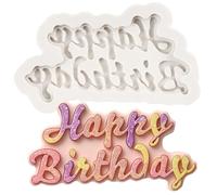 Sijiangmold Happy Birthday Silicone Moulds Birthday Alphabet Fondant Mould Letters Chocolate Candy Moulds for Cake Decoration Cupcake Topper Polymer Clay Gum Paste