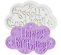 Sijiangmold Happy Birthday Silicone Moulds Birthday Alphabet Fondant Mould Letters Moulds for Cake Decoration Chocolate Cupcake Topper Candy Polymer Clay Gum Paste