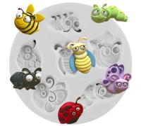 Sijiangmold Insect Fondant Mould Bee Ant Ladybug Butterfly Worm Silicone Moulds for Cake Decoration Cupcake Topper Polymer Clay Chocolate Candy Gum Paste