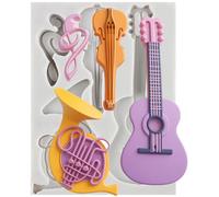 Sijiangmold Music Note Silicone Moulds Guitar Fondant Mould Musical Instrument Candy Moulds for Cake Decoration Chocolate Cupcake Topper Candy Polymer Clay Gum Paste