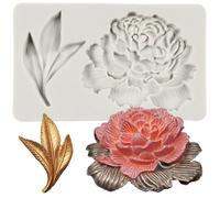 Sijiangmold Peony Flower Silicone Moulds Leaf Fondant Mould