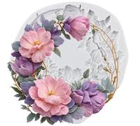 Sijiangmold Peony Wreath Silicone Mould Flower Garland Border Fondant Mould