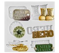 Sijiangmold Silicone Moulds for Soldiers Heroes Army Tank Military Boots Military Breast Sign Fondant Mould for Cake Decoration Chocolate Cupcake Topper Candy Polymer Clay Gum Paste