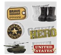 Sijiangmold Soldier Hero Silicone Moulds Military Chest Mark Fondant Mould | Military Boots Army Tank Cake Decoration Chocolate Cupcake Topper Candy Polymer Clay Gum Paste