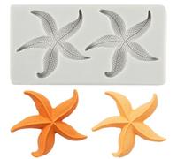 Sijiangmold Starfish Silicone Mould Starfish Fondant Candy Moulds for Cake Decoration Chocolate Cupcake Topper Polymer Clay Gum Paste