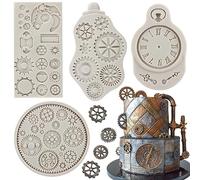 Sijiangmold Steampunk Gear Fondant Molds Cogs Mold Clock Wheel Mold For Steampunk Travel Themed Cake Decorating Cupcake Topper Candy Chocolate Gum Paste Set Of 4
