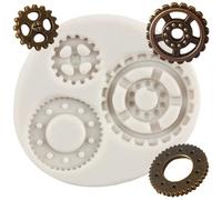 Sijiangmold Steampunk Gear Fondant Mould Gears Silicone Moulds for Cake Decoration Chocolate Cupcake Topper Candy Polymer Clay Gum Paste