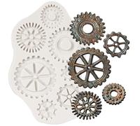 Sijiangmold Steampunk Gear Silicone Fondant Mould Gears Chocolate Candy Moulds for Cake Decoration Cupcake Topper Candy Polymer Clay Gum Paste