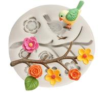 Sijiangmold Tree Branch Silicone Moulds Bird Fondant Mould Small Flower Moulds for Cake Decoration Chocolate Cupcake Topper Candy Polymer Clay Gum Paste