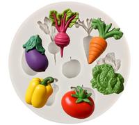 Sijiangmold Vegetable Silicone Moulds Radish Tomato Eggplant Cabbage Capsicum Fondant Mould for Cake Decoration Chocolate Cupcake Topper Candy Polymer Clay Gum Paste