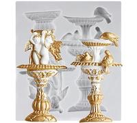 Sijiangmold Vintage Fountain Silicone Moulds Angel Bird Fondant Mould for Cake Decoration Chocolate Cupcake Topper Candy Polymer Clay Gum Paste