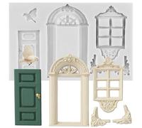 Sijiangmold Window Door Silicone Fondant Moulds Bird Chocolate Mould for Cake Decoration Cupcake Topper Candy Polymer Clay Gum Paste