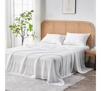 Sijo AiryWeight Sheet Set, 100% Lyocell Derived from Eucalyptus, Buttery Soft, Architectural Digest 2022 Best Cooling Sheets Winner - 4pc - 2 Pillowcases 1 Fitted 1 Top (Snow, Cal King)